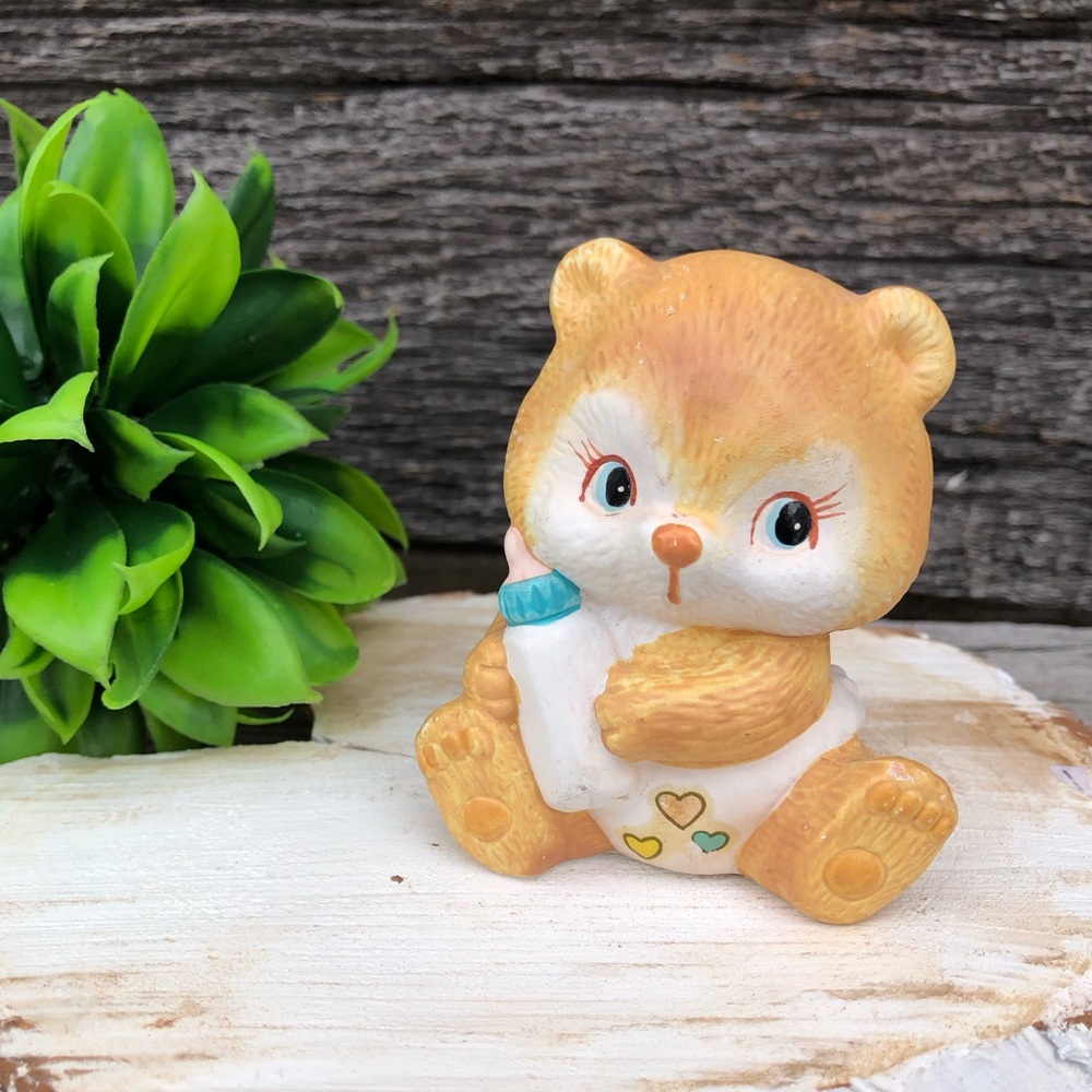 🩵1983 Tripper nursery bear with bottle figurine Cute 80s decor figurine 🩵Enesco